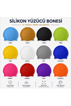 Logo Baskılı Premium Silikon Yüzücü Bonesi 70 Gram