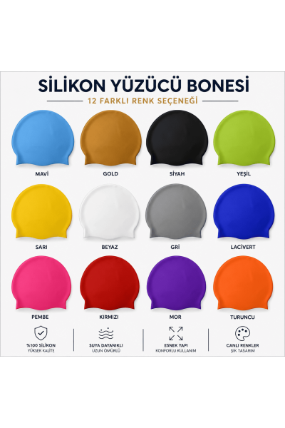 Logo Baskılı Premium Silikon Yüzücü Bonesi 70 Gram