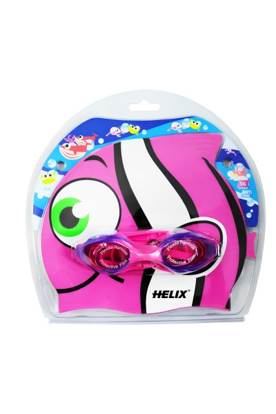 Helix KBS-300 Çocuk Yüzücü Gözlüğü ve Bone Seti Pembe | Gözlük ve Bone Seti - Navek Sport Helix KBS-300 Çocuk Yüzücü Gözlüğü ve Bone Seti Pembe